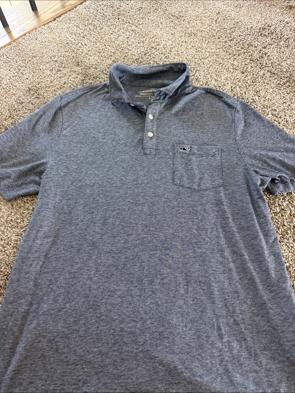 Vineyard Vines Men's Heather Navy Pocket Polo
